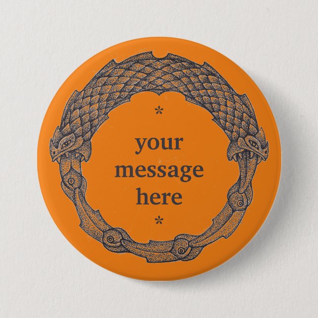 Bóton Redondo 7.62cm Botão personalizável OUROBOROS preto/turmérico (Frente)