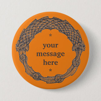 Bóton Redondo 7.62cm Botão personalizável OUROBOROS preto/turmérico