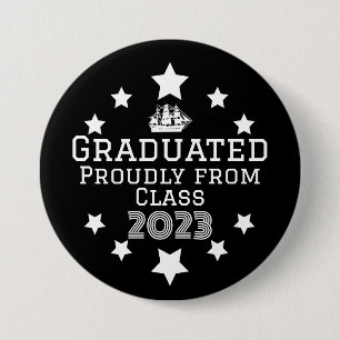 Bóton Redondo 7.62cm Botão Preto de Graduação