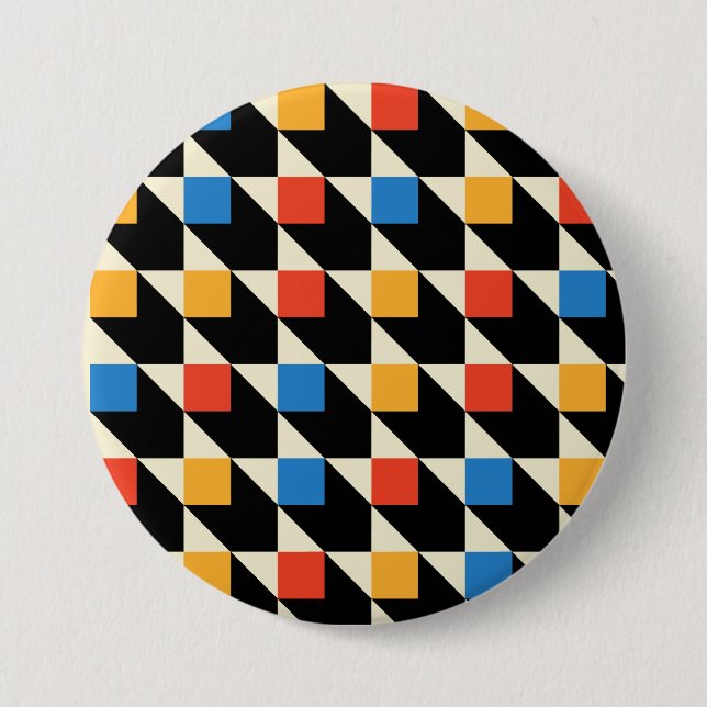 Bóton Redondo 7.62cm Botão Quadrados Coloridos (Frente)