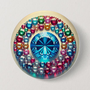 Bóton Redondo 7.62cm Botão redondo do círculo de gemstone vibrante