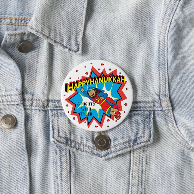 Bóton Redondo 7.62cm Botão Redondo Hanukkah Personalize Judah Maccabee (In Situ)
