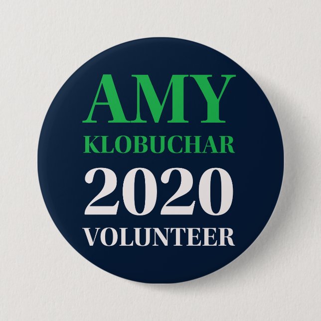 Bóton Redondo 7.62cm Botão Redondo Voluntário Amy Klobuchar 2020 (Frente)