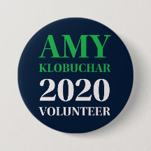 Botão Redondo Voluntário Amy Klobuchar 2020