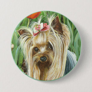 Bóton Redondo 7.62cm Botão Retrato Yorkie
