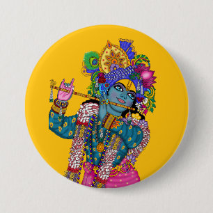 Bóton Redondo 7.62cm Botão Senhor Krishna
