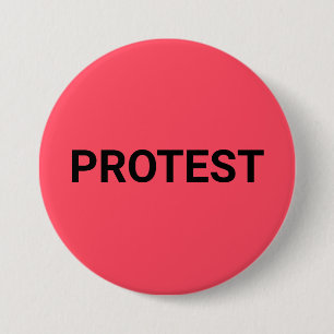 Bóton Redondo 7.62cm Botão Vermelho de Protesto