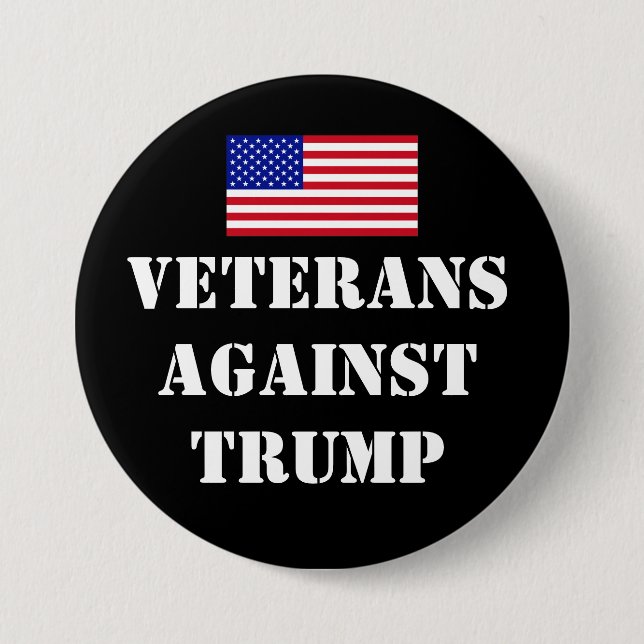 Bóton Redondo 7.62cm Botão Veteranos Contra Trump (Frente)