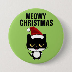 Bóton Redondo 7.62cm Botões MEOWY CHRISTMAS CAT
