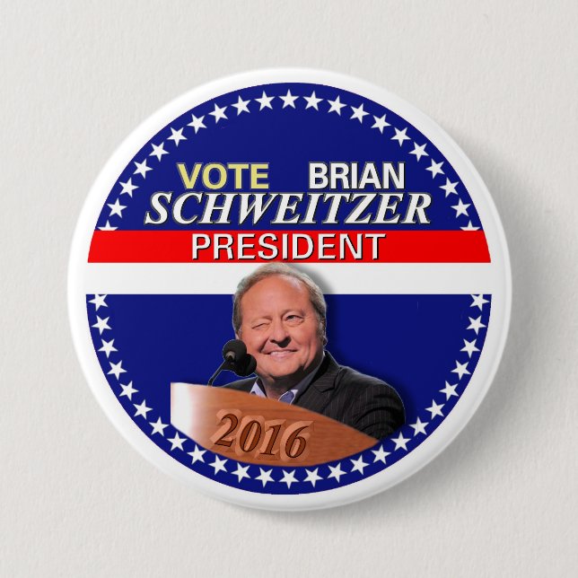 Bóton Redondo 7.62cm Brian Schweitzer para o presidente 2016 (Frente)