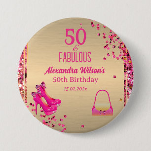 Bóton Redondo 7.62cm Brilhante, cor-de-rosa quente, de 50& fabuloso sal