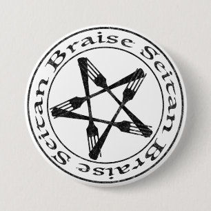 Bóton Redondo 7.62cm Brise Seitan Vegan Pentagram (versão escura)