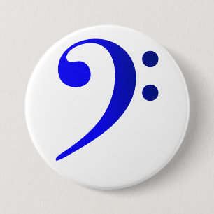 Bóton Redondo 7.62cm Broche (Botton) Clave de Fá Azul