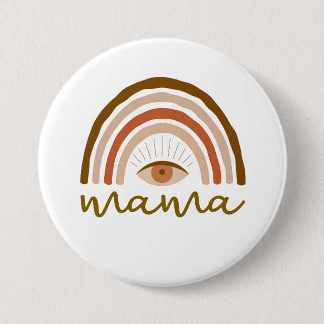 Bóton Redondo 7.62cm Burnt Orange Boho Rainbow eye  (Frente)