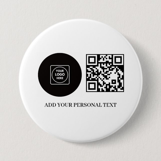 Bóton Redondo 7.62cm Business Logo Promotional QR Code Text Button (Frente)