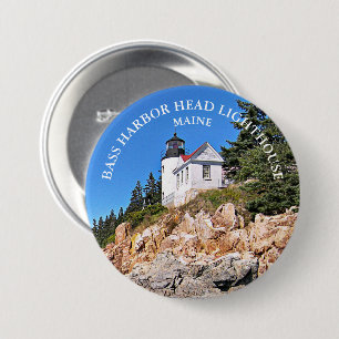 Bóton Redondo 7.62cm Cabeça de Bass Harbor Farol Maine Pin de Botão G
