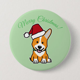 Bóton Redondo 7.62cm Cachorro corgi filhote fofo Pembroke galês Natal S