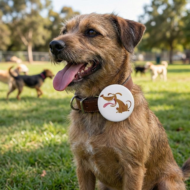 Bóton Redondo 7.62cm Cachorro de Cartografia com Sorriso Grande e Língu (Criador carregado)