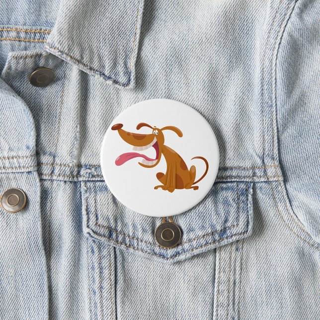Bóton Redondo 7.62cm Cachorro de Cartografia com Sorriso Grande e Língu (Criador carregado)