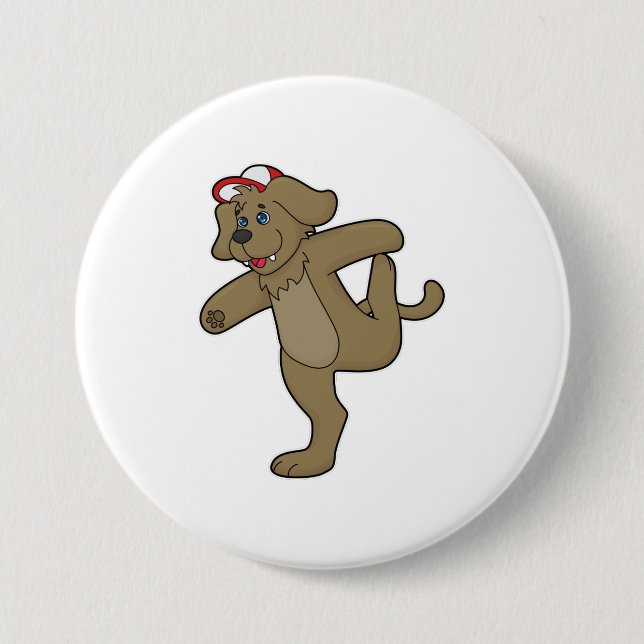 Bóton Redondo 7.62cm Cachorro na Malhação de Yoga (Frente)