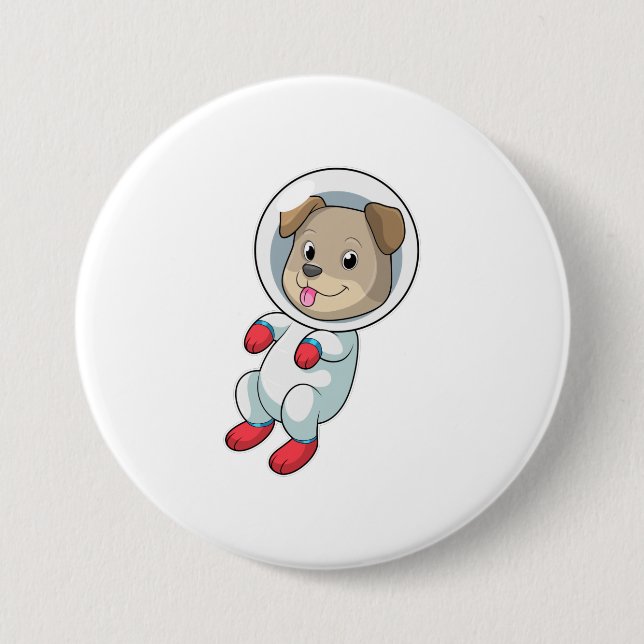 Bóton Redondo 7.62cm Cachorro no espaço em naipe (Frente)