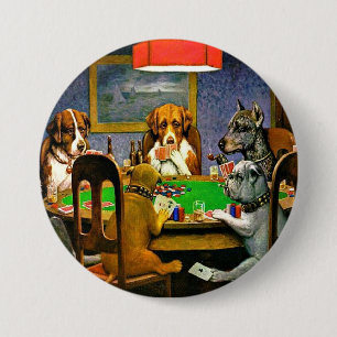 Bóton Redondo 7.62cm Cães Jogando Pôquer