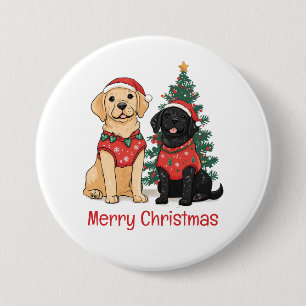 Bóton Redondo 7.62cm Cães Labrador Retriever Feliz Natal