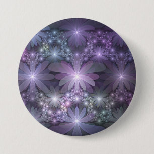 Bóton Redondo 7.62cm Cama de Flores Arte de Fractal Abstrato Brilhante
