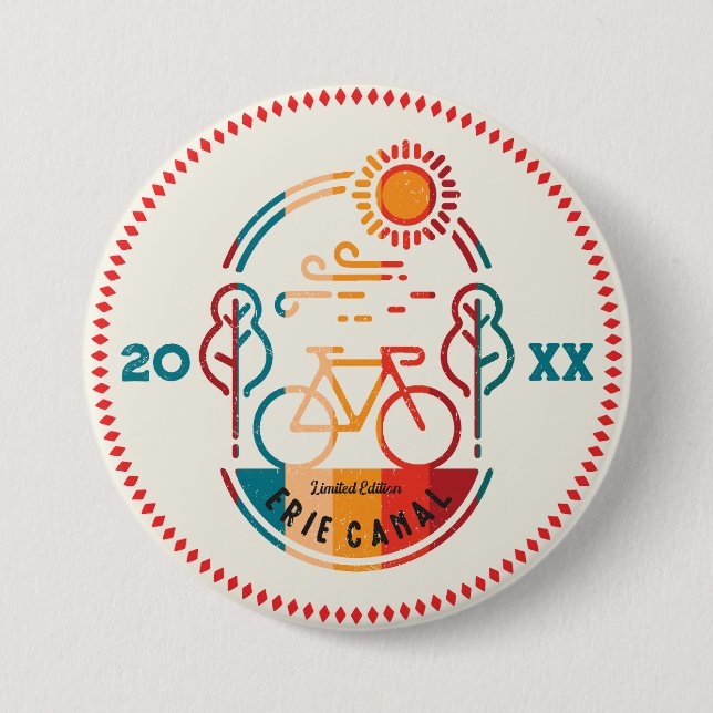 Bóton Redondo 7.62cm Caminho de bicicleta do Canal Erie. (Frente)