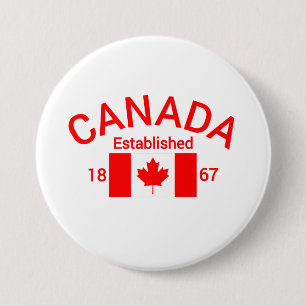 Bóton Redondo 7.62cm Canadá Est. 1867 com bandeira canadense (Vermelho)