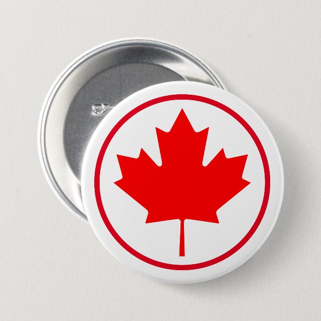 Bóton Redondo 7.62cm Canadá Mapeando Cores de Sinalizador de Vermelho B (Frente & Verso)