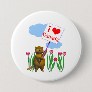 Bóton Redondo 7.62cm Canadense Beaver ama Canadá
