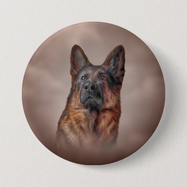Bóton Redondo 7.62cm Cão de german shepherd (Frente)