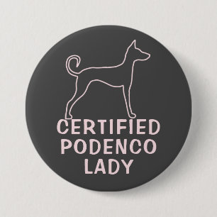 Bóton Redondo 7.62cm Cão de Podenco de Cinzas Rosa Personalizada