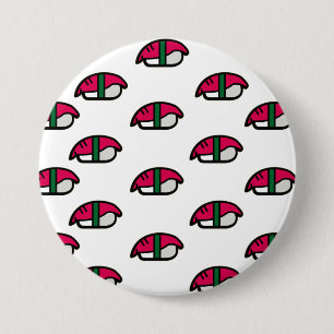 Bóton Redondo 7.62cm Caricatura Kawaii Sushi, Arroz de Peixe e Algas