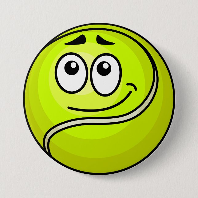 Bóton Redondo 7.62cm Cartoon Tennis Ball Emoji Face Happy Sports (Frente)