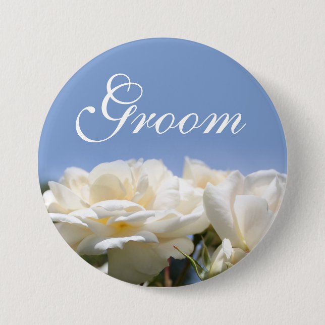 Bóton Redondo 7.62cm Casamento bonito e puro do noivo de rosa branca (Frente)