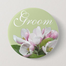 Bóton Redondo 7.62cm Casamento do noivo de flores de maçã rosa claro