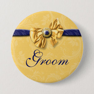 Bóton Redondo 7.62cm Casamento nupcial amarelo do partido do marinho