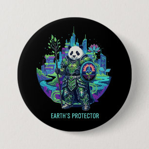 Bóton Redondo 7.62cm Cavaleiro Panda Protetor da Terra Eco Solarpunk