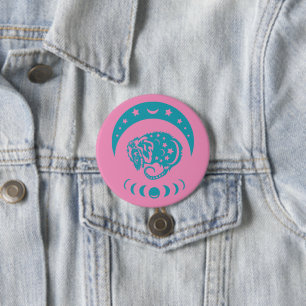 Bóton Redondo 7.62cm Celestial Crecente Lua Possum Whimsical Nature
