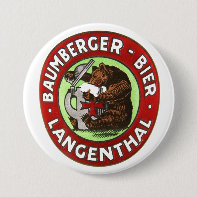 Bóton Redondo 7.62cm Cervejaria Baumberger Langenthal Button (Frente)