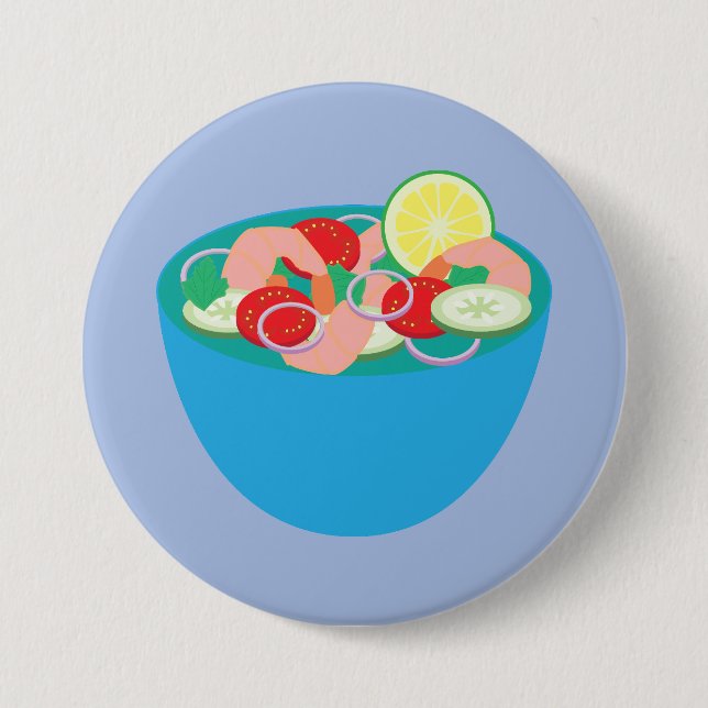 Bóton Redondo 7.62cm Ceviche de Camarão Mexicano (Frente)