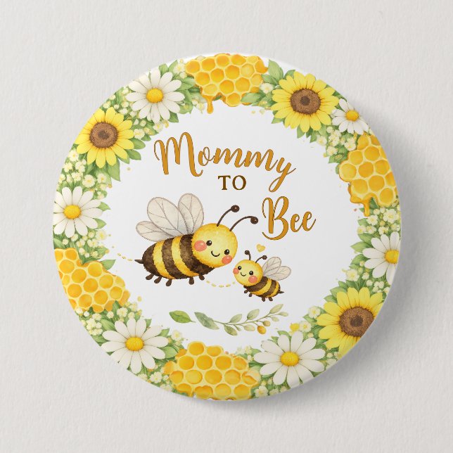 Bóton Redondo 7.62cm Chá de Bebê Mommy to Bee (Frente)