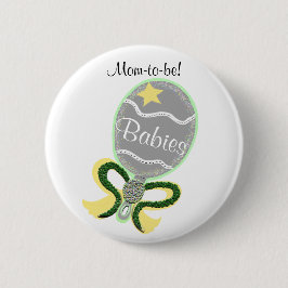 Bóton Redondo 7.62cm Chá de Bovinos Arco Verde Estrela Amarelo