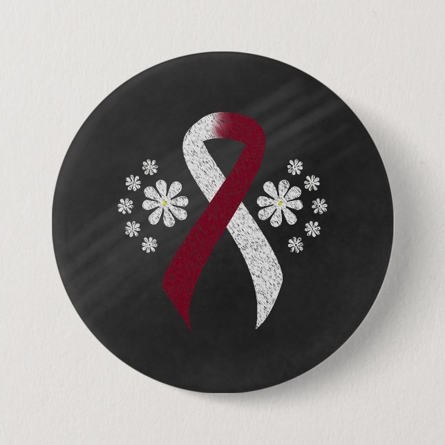 Bóton Redondo 7.62cm Chalkboard Burgundy e Ivory Ribbon (Frente)