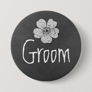 Bóton Redondo 7.62cm Chalkboard de Rosas Brancas Selvagens