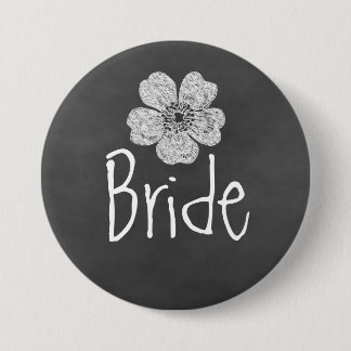 Bóton Redondo 7.62cm Chalkboard de Rosas Brancas Selvagens das Noivas