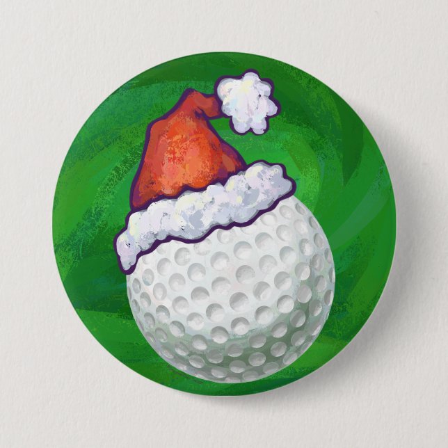 Bóton Redondo 7.62cm Chapéus de Natal de Golfe (Frente)