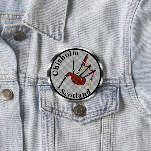 Bóton Redondo 7.62cm Chisholm Tartan Bagpipe (In Situ)